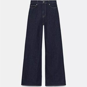 NEW Zara Dark Indigo Wide-Leg Jeans - ZW COLLECTION HIGH-WAIST WIDE LEG JEANS